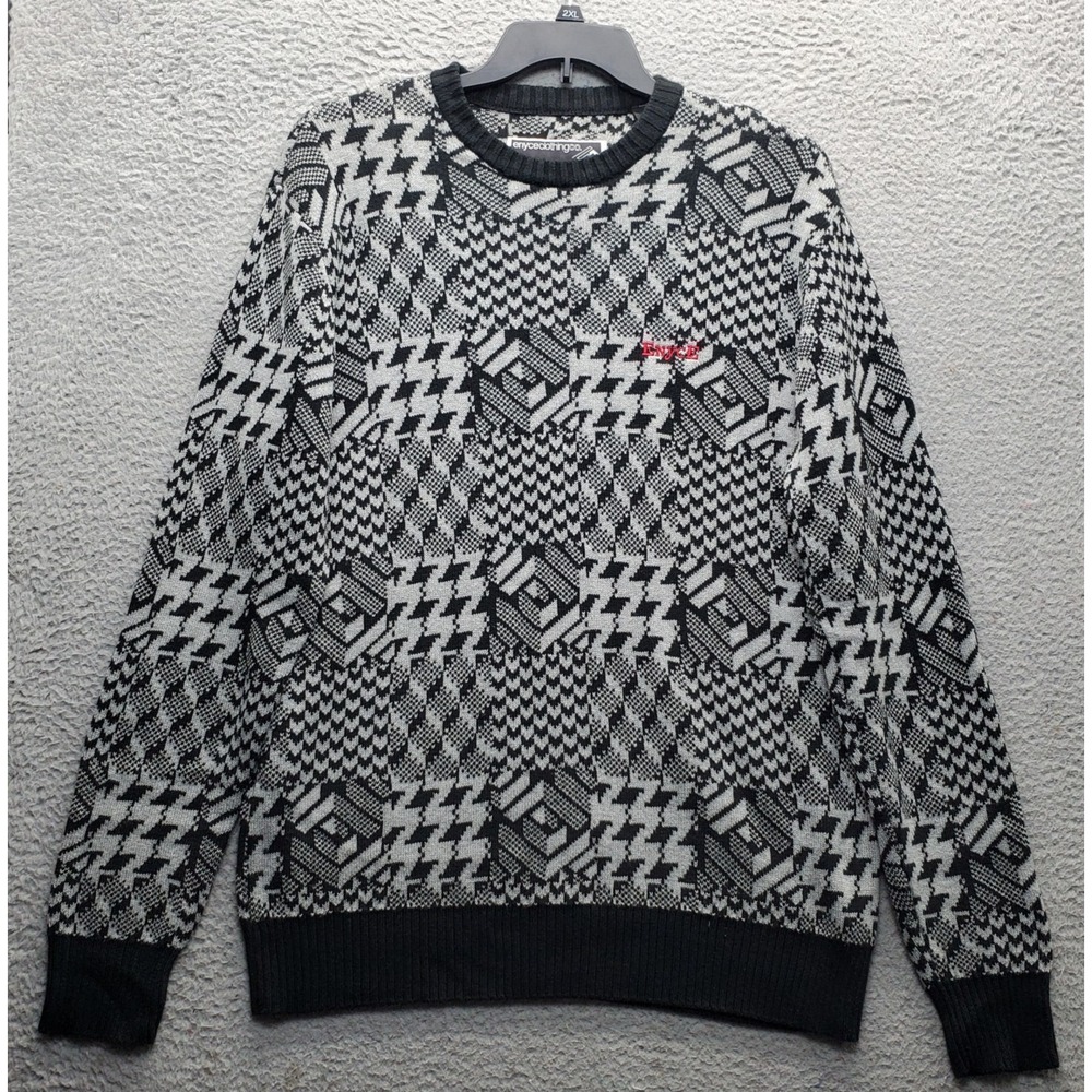 Enyce Clothing‎ Co Sweater Mens L Multi Houndstooth Plaid Raglan Sleeve Pullover